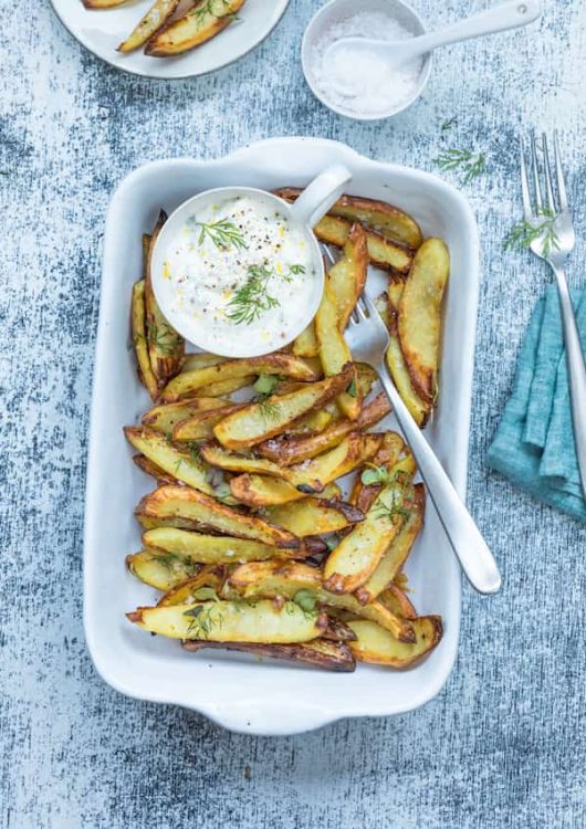 Perunankuoret ja feta-sitruunadippi