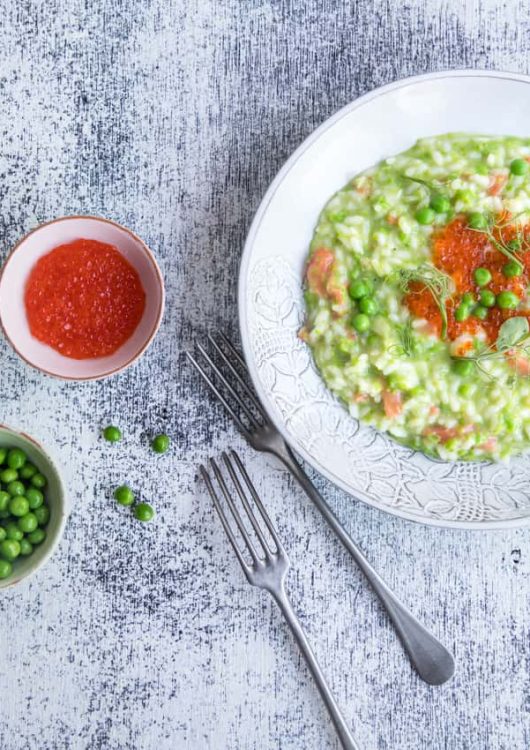 Kylmäsavulohi-hernerisotto