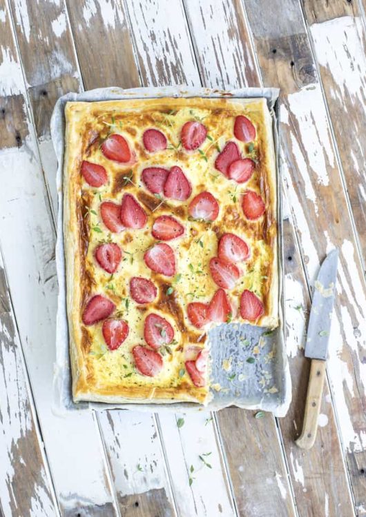 Mansikka-vuohenjuustopiirakka